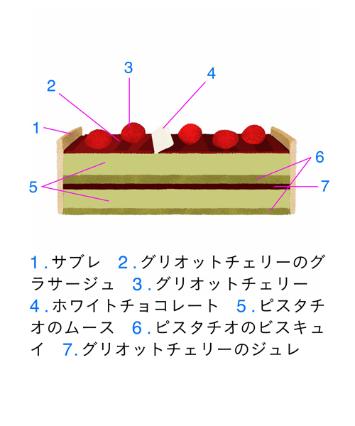 <アンヴデット> ピスターシュ グリオットの断面図