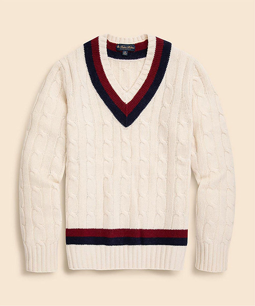 ＜ブルックスブラザーズ＞ウール ケーブル Vネックテニスセーターの商品画像