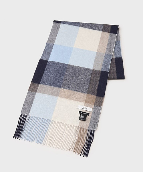 チェック カシミヤマフラーの画像