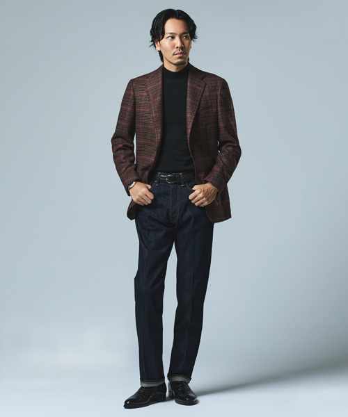 レストランデートにおすすめのジャケパンスタイルの画像