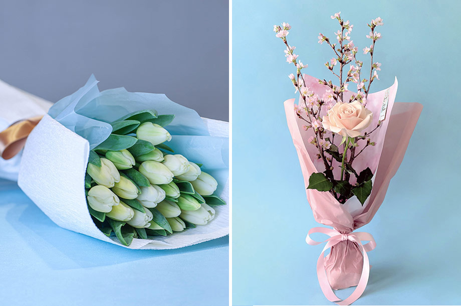 白チューリップのブーケの画像