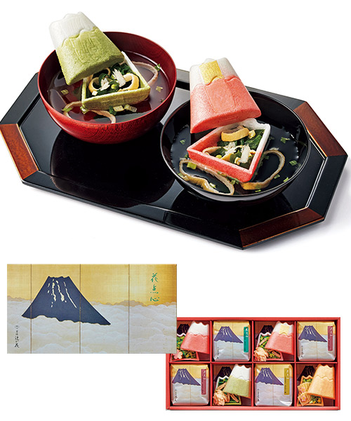 ＜京洛 辻が花＞雲中富士 京野菜お吸物 富士最中詰合せの画像