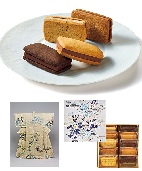 ＜ラ・メゾン白金グラン＞小袖 白綾秋草模様 ショコラサンドの画像