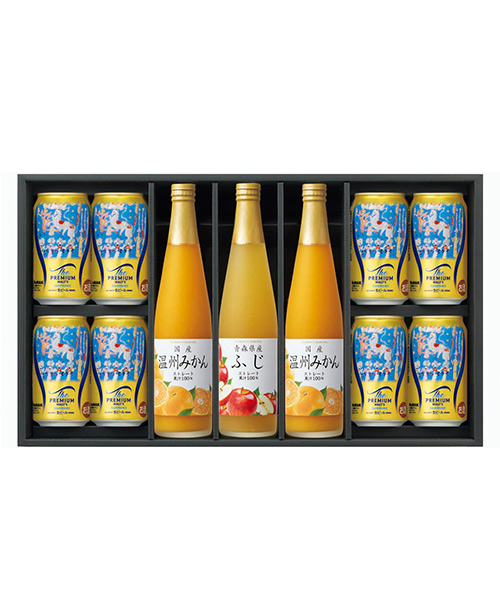 ＜サントリー＞七宝飾箱デザイン 馬のサーカスⅠ ザ・プレミアム・モルツ×＜フロリダスモーニング＞国産果実ストレートジュース詰合せの画像