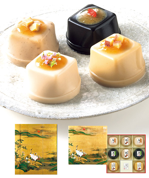 ＜赤坂松葉屋＞十二ヶ月花鳥図屏風 季の彩 胡麻豆腐詰合せの画像