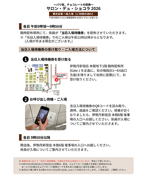 「当日入場待機券」の流れについて画像