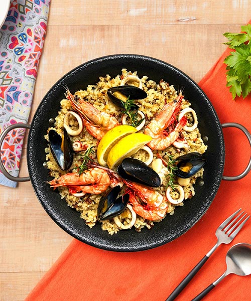 有頭えびのパエリアセットの画像