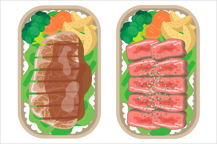 お肉のお弁当のイラスト