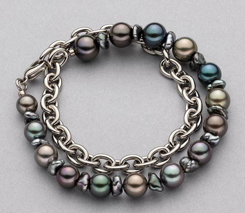 PEARL ＆ CORAL EXHIBITION ～海のキセキ～_＜ノンバイナリー＞黒蝶パールブレスレットの画像