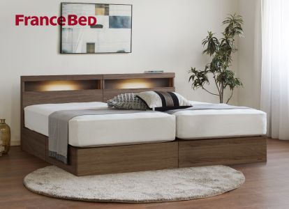 オータムリビングバザール_＜フランスベッド＞寝装品付シングルツインベッド(引出付)の画像