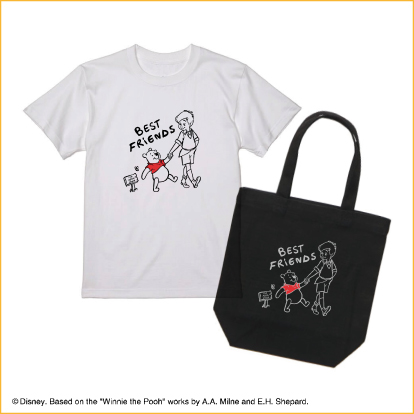 DISNEY WINNIE THE POOH FESTIVAL 2025｜銀座三越の画像_左：プーさん/Best Friends Tシャツ 右：プーさん/Best Friends トートバッグ