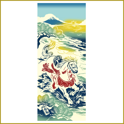 日本橋三越の迎春_＜梨園染 戸田屋商店＞干支手ぬぐい「松原に午」の画像