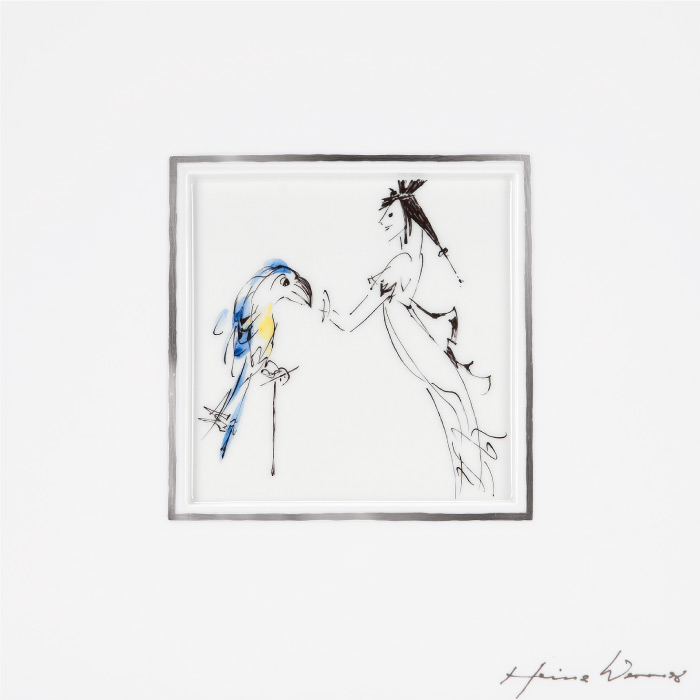 直筆！マイセンを代表する絵付師　ハインツ・ヴェルナー「ダンサー」 直筆画 額装品 マイセン マイセン ハインツ・ヴェルナー 直筆画 オイルチョーク 魔法