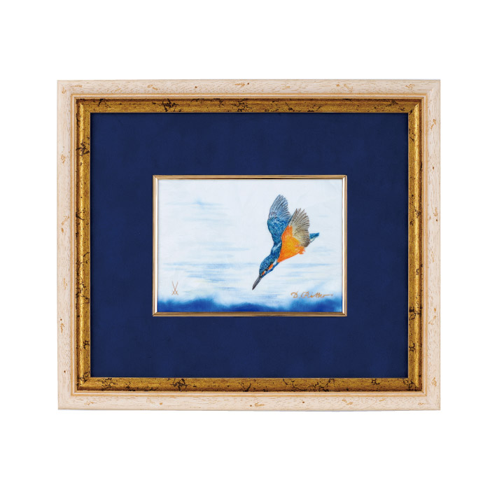 マイセン展_額装プラーク「カワセミ」の画像
