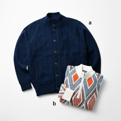 SALE メンズ＆レディースウインターファッションバザール_日本製裏地付きカーディガン・ハーフジップセーターの画像