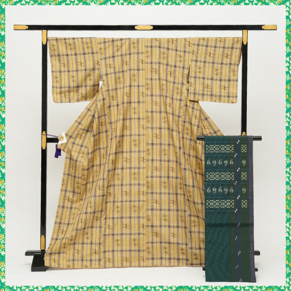 三結衣展_お仕立上り琉球紬(袷衣仕立)・なごや帯「南風原花織」の画像