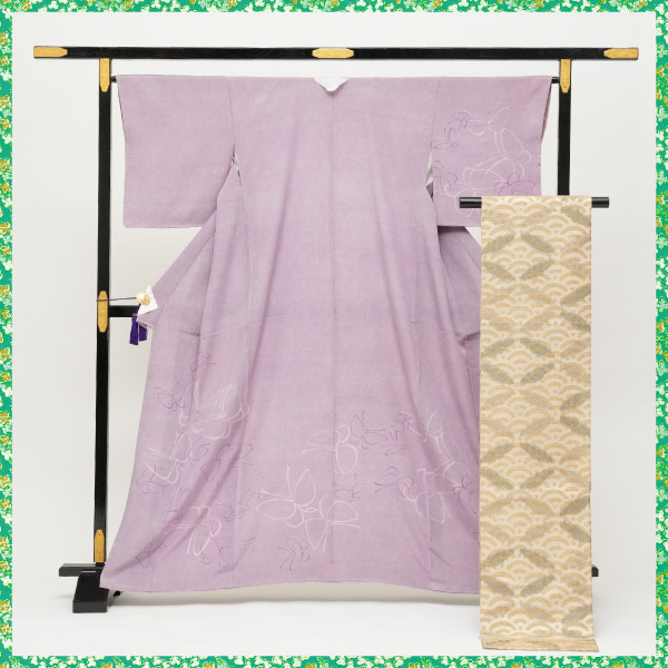 三結衣展_お仕立上り一つ紋付江戸小紋・袋帯「青海波」の画像