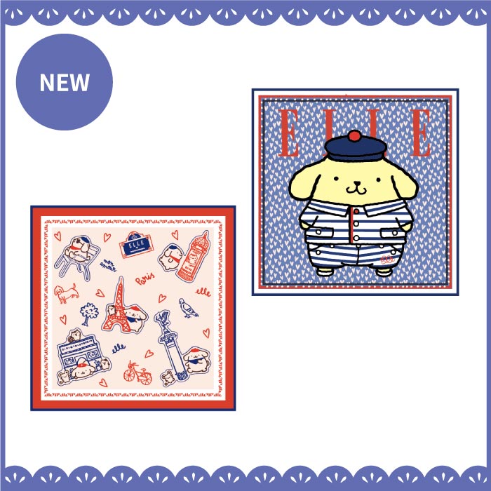 HELLO KITTY’ S SWEETS MARKET_タオルハンカチELLE×ポムポムプリンの画像