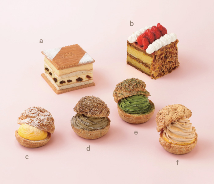 銀座三越で買えるてみやげ_＜アンテノール 銀座ブティック＞銀座バターサンドケーキ_苺のナポレオンパイ BOX_シュークリーム_銀座 ほうじ茶シュークリーム～北川半兵衛商店ほうじ茶使用～_銀座 抹茶シュークリーム～北川半兵衛商店抹茶（瑞鳳）使用～_銀座 きな粉シュークリーム～小倉あん入り～の画像