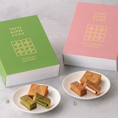 銀座三越で買えるてみやげ_＜プレスバターサンド＞宇治抹茶_あまおう苺の画像